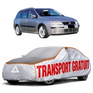 Husa Prelata Antigrindina Auto FIAT STILO (192_) din 2001-2007, Protectie auto contra intemperiilor la grindina, Waterproof, 4x Stickere auto FIAT
