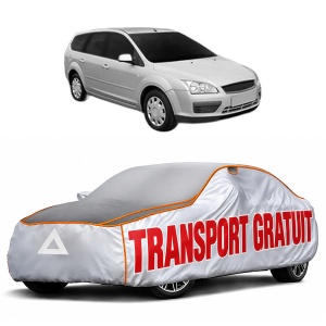 Husa Prelata Antigrindina Auto FORD FOCUS II Estate Van din 2009-2011, Protectie auto contra intemperiilor la grindina, Waterproof, 4x Stickere auto FORD