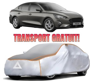 Husa Prelata Antigrindina Auto FORD FOCUS IV Saloon (HM) din 2018, Protectie auto contra intemperiilor la grindina, Waterproof, 4x Stickere auto FORD