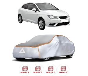 Husa Prelata Antigrindina Auto SEAT IBIZA IV SC (6J1, 6P5) din 2008-2016, Protectie auto contra intemperiilor la grindina, Waterproof, 4x Stickere auto SEAT - Img 2