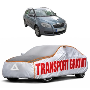 Husa Prelata Antigrindina Auto SKODA FABIA II Combi (545) din 2007-2014, Protectie auto contra intemperiilor la grindina, Waterproof, 4x Stickere auto SKODA