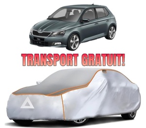 Husa Prelata Antigrindina Auto SKODA FABIA III (NJ3) din 2014-2021, Protectie auto contra intemperiilor la grindina, Waterproof, 4x Stickere auto SKODA