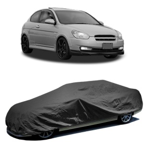 Husa prelata auto pentru HYUNDAI ACCENT IV (RB) 2010 - 2018, culoare negru, material textil impermeabil, rezistanta la intemperii praf UV, CARPASSION Husa Protectie - Img 2