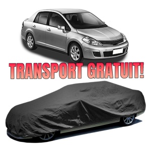 Husa prelata auto pentru NISSAN TIIDA Saloon (SC11) 2007 - 2012, culoare negru, material textil impermeabil, rezistanta la intemperii praf UV, CARPASSION Husa Protectie