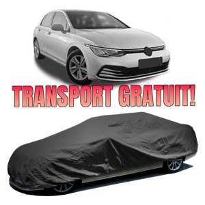 Husa prelata auto pentru Volkswagen Golf VIII (CD1, DA1) 2019, culoare negru, material textil impermeabil, rezistanta la intemperii praf UV, CARPASSION Husa Protectie