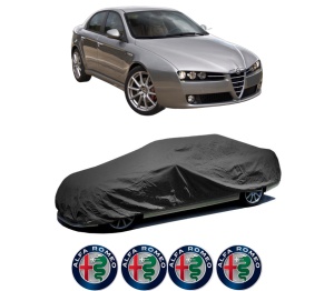 Husa tip prelata auto ALFA ROMEO 159 (939_) din 2005-2012, Culoare Negru, material textil impermeabil, rezistanta la intemperii praf UV, CARPASSION Husa Protectie, 4 Stickere auto cu ALFA ROMEO - Img 2