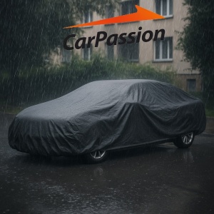Husa tip prelata auto AUDI A4 Allroad B8 (8KH) din 2009-2016, Culoare Negru, material textil impermeabil, rezistanta la intemperii praf UV, CARPASSION Husa Protectie, 4 Stickere auto cu AUDI - Img 4