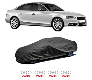 Husa tip prelata auto AUDI A4 B8 (8K2) din 2007-2015, Culoare Negru, material textil impermeabil, rezistanta la intemperii praf UV, CARPASSION Husa Protectie, 4 Stickere auto cu AUDI - Img 2
