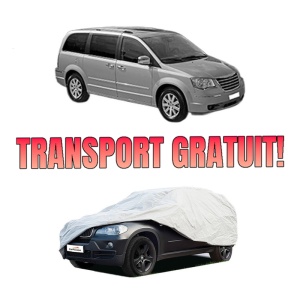 Husa tip prelata auto CHRYSLER GRAND VOYAGER / VOYAGER V (RT) din 2007-2011, Culoare Gri, material textil impermeabil, rezistanta la intemperii praf UV, CARPASSION Husa Protectie, 4 Stickere auto cu CHRYSLER