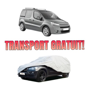 Husa tip prelata auto CITROEN BERLINGO MULTISPACE (B9) din 2008-2021, Culoare Gri, material textil impermeabil, rezistanta la intemperii praf UV, CARPASSION Husa Protectie, 4 Stickere auto cu CITROEN