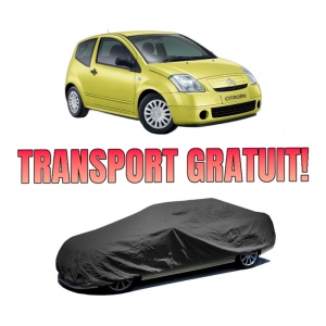 Husa tip prelata auto CITROEN C2 ENTERPRISE (JG_) din 2003-2009, Culoare Negru, material textil impermeabil, rezistanta la intemperii praf UV, CARPASSION Husa Protectie, 4 Stickere auto cu CITROEN