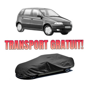 Husa tip prelata auto FIAT PUNTO Van (176_) din 1996-2000, Culoare Negru, material textil impermeabil, rezistanta la intemperii praf UV, CARPASSION Husa Protectie, 4 Stickere auto cu FIAT