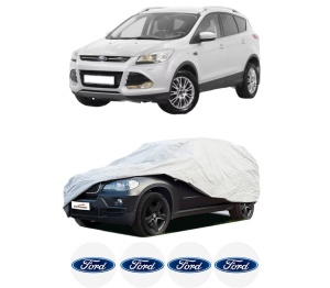 Husa tip prelata auto FORD KUGA II (DM2) din 2013-2019, Culoare Gri, material textil impermeabil, rezistanta la intemperii praf UV, CARPASSION Husa Protectie, 4 Stickere auto cu FORD - Img 2