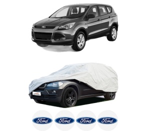 Husa tip prelata auto FORD KUGA II VAN din 2014-2019, Culoare Gri, material textil impermeabil, rezistanta la intemperii praf UV, CARPASSION Husa Protectie, 4 Stickere auto cu FORD - Img 2