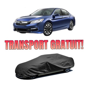 Husa tip prelata auto HONDA ACCORD IX Saloon (CR) din 2012-2013, Culoare Negru, material textil impermeabil, rezistanta la intemperii praf UV, CARPASSION Husa Protectie, 4 Stickere auto cu HONDA