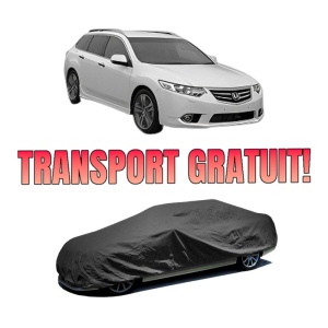 Husa tip prelata auto HONDA ACCORD VII Tourer (CM, CN) din 2003-2008, Culoare Negru, material textil impermeabil, rezistanta la intemperii praf UV, CARPASSION Husa Protectie, 4 Stickere auto cu HONDA
