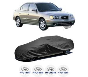 Husa tip prelata auto HYUNDAI ELANTRA III Saloon (XD) din 2000-2006, Culoare Negru, material textil impermeabil, rezistanta la intemperii praf UV, CARPASSION Husa Protectie, 4 Stickere auto cu HYUNDAI - Img 2