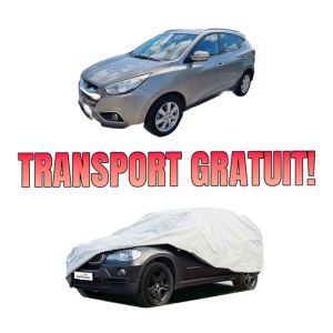 Husa tip prelata auto HYUNDAI ix35 Van din 2009-2015, Culoare Gri, material textil impermeabil, rezistanta la intemperii praf UV, CARPASSION Husa Protectie, 4 Stickere auto cu HYUNDAI