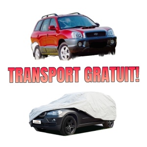 Husa tip prelata auto HYUNDAI SANTA FÉ I (SM) din 2001-2006, Culoare Gri, material textil impermeabil, rezistanta la intemperii praf UV, CARPASSION Husa Protectie, 4 Stickere auto cu HYUNDAI