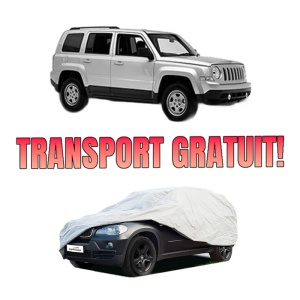 Husa tip prelata auto JEEP PATRIOT (MK74) din 2007-2017, Culoare Gri, material textil impermeabil, rezistanta la intemperii praf UV, CARPASSION Husa Protectie, 4 Stickere auto cu JEEP