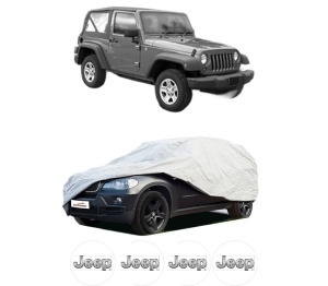 Husa tip prelata auto JEEP WRANGLER II (TJ) din 1996-2007, Culoare Gri, material textil impermeabil, rezistanta la intemperii praf UV, CARPASSION Husa Protectie, 4 Stickere auto cu JEEP - Img 2
