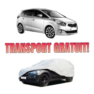 Husa tip prelata auto KIA CARENS IV din 2013-2016, Culoare Gri, material textil impermeabil, rezistanta la intemperii praf UV, CARPASSION Husa Protectie, 4 Stickere auto cu KIA