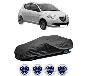 Husa tip prelata auto LANCIA YPSILON (312_) din 2011-2021, Culoare Negru, material textil impermeabil, rezistanta la intemperii praf UV, CARPASSION Husa Protectie, 4 Stickere auto cu LANCIA - Img 2