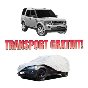 Husa tip prelata auto LAND ROVER DISCOVERY IV VAN (L319) din 2011-2017, Culoare Gri, material textil impermeabil, rezistanta la intemperii praf UV, CARPASSION Husa Protectie, 4 Stickere auto cu LAND ROVER