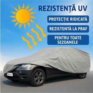 Husa tip prelata auto NISSAN MURANO II (Z51) din 2008-2014, Culoare Gri, material textil impermeabil, rezistanta la intemperii praf UV, CARPASSION Husa Protectie, 4 Stickere auto cu NISSAN - Img 4