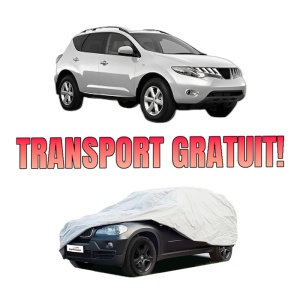 Husa tip prelata auto NISSAN MURANO II (Z51) din 2008-2014, Culoare Gri, material textil impermeabil, rezistanta la intemperii praf UV, CARPASSION Husa Protectie, 4 Stickere auto cu NISSAN