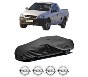 Husa tip prelata auto OPEL CORSA UTILITY C Pickup din 2005-2010, Culoare Negru, material textil impermeabil, rezistanta la intemperii praf UV, CARPASSION Husa Protectie, 4 Stickere auto cu OPEL - Img 2