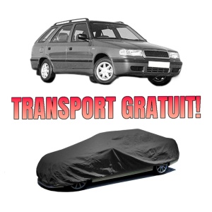 Husa tip prelata auto SKODA FELICIA II Estate (6U5) din 1996-2001, Culoare Negru, material textil impermeabil, rezistanta la intemperii praf UV, CARPASSION Husa Protectie, 4 Stickere auto cu SKODA