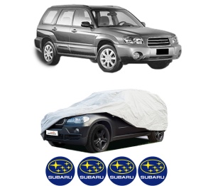 Husa tip prelata auto SUBARU FORESTER (SG_) din 2002-2008, Culoare Gri, material textil impermeabil, rezistanta la intemperii praf UV, CARPASSION Husa Protectie, 4 Stickere auto cu SUBARU - Img 2