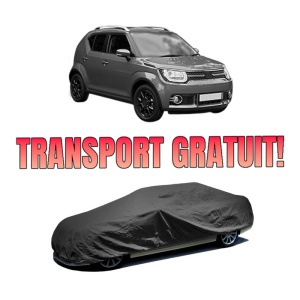 Husa tip prelata auto SUZUKI IGNIS III (MF, FF) din 2016-2020, Culoare Negru, material textil impermeabil, rezistanta la intemperii praf UV, CARPASSION Husa Protectie, 4 Stickere auto cu SUZUKI