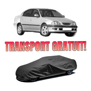 Husa tip prelata auto TOYOTA AVENSIS (_T22_) din 1997-2003, Culoare Negru, material textil impermeabil, rezistanta la intemperii praf UV, CARPASSION Husa Protectie, 4 Stickere auto cu TOYOTA