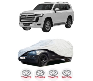 Husa tip prelata auto TOYOTA LAND CRUISER 300 (_J3_) din 2021-2022, Culoare Gri, material textil impermeabil, rezistanta la intemperii praf UV, CARPASSION Husa Protectie, 4 Stickere auto cu TOYOTA - Img 2
