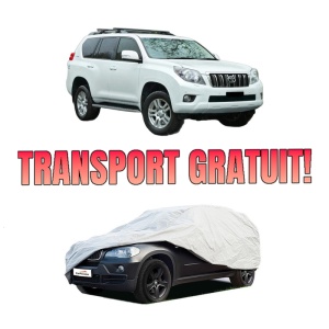 Husa tip prelata auto TOYOTA LAND CRUISER PRADO (_J15_) din 2009-2020, Culoare Gri, material textil impermeabil, rezistanta la intemperii praf UV, CARPASSION Husa Protectie, 4 Stickere auto cu TOYOTA - Img 1