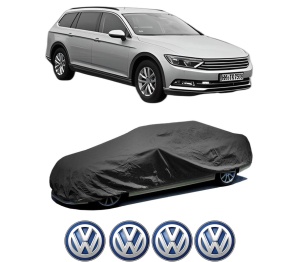 Husa tip prelata auto Volskwagen PASSAT ALLTRACK B8 Variant (3G5, CB5) din 2015-2024, Culoare Negru, material textil impermeabil, rezistanta la intemperii praf UV, CARPASSION Husa Protectie, 4 Stickere auto cu Volskwagen - Img 2
