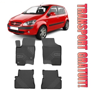 Hyundai Getz Din 2002 - 2008, Hatchback , Set Covorase Auto Tip Tavita Premium 3D, din cauciuc - Img 1