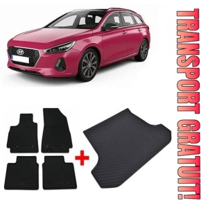 Hyundai I30 III Combi din 2019 - Prezent, Set Covorase + tavita portbagaj auto Urechea Dreapta Mai Mica *1