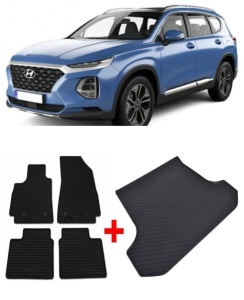 Hyundai Santa Set Covorase + tavita portbagaj auto Hyundai Santa Fe IV fabricatie 08.2018 - 2020, caroserie suv, 5 locuri - Img 2