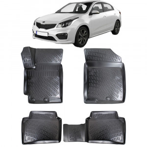 Kia Rio IV 2017- Set 4 covorase auto din cauciuc tip tavita premium line 3D accesorii pentru autoturismul tau - masina v243281