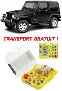 Kit trusa Set becuri H4 compatibila cu Jeep Wrangler TJ din 1996 - 2006 , bec far, semnalizare , pozitie, iluminare numar, frana, plafoniera, stop frana