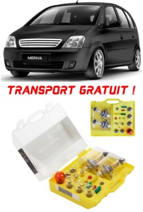 Kit trusa Set becuri H4 compatibila cu Opel Meriva A din 2003 - 2010 , bec far, semnalizare , pozitie, iluminare numar, frana, plafoniera, stop frana