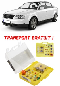Kit trusa Set becuri H7 compatibila cu Audi A6 C5 din 1997 - 2004 , bec far, semnalizare , pozitie, iluminare numar, frana, plafoniera, stop frana