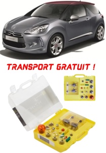 Kit trusa Set becuri H7 compatibila cu Citroën DS3 din 2009 - 2015 , bec far, semnalizare , pozitie, iluminare numar, frana, plafoniera, stop frana