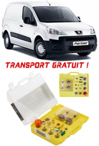 Kit trusa Set becuri H7 compatibila cu Peugeot Partner din 2008 - 2018 , bec far, semnalizare , pozitie, iluminare numar, frana, plafoniera, stop frana