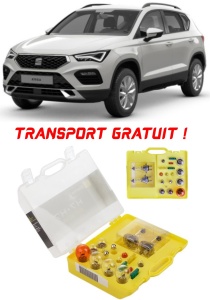 Kit trusa Set becuri H7 compatibila cu Seat Ateca din 2016 - 2020 , bec far, semnalizare , pozitie, iluminare numar, frana, plafoniera, stop frana