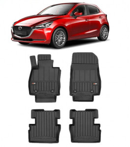 Mazda 2 III Din 02.2015 - Prezent, Hatchback , Set Covorase Auto Tip Tavita Premium 3D, din cauciuc accesorii pentru autoturismul tau - masina v162308