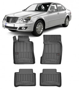 Mercedes Clasa E W211, Sedan, Din 2002 - 02.2009 , Set Covorase Auto Tip Tavita Premium 3D, din cauciuc accesorii pentru autoturismul tau - masina v172952